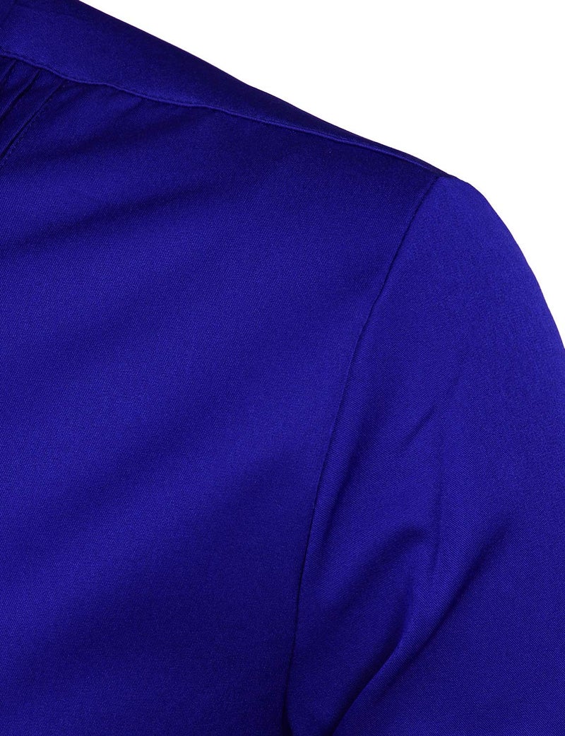 ZEROYAA Mens Slim Fit Long Sleeve Tuxedo Dress Shirts/Prom Performing Shirts (Large, Z54-Royal Blue) - Image 4